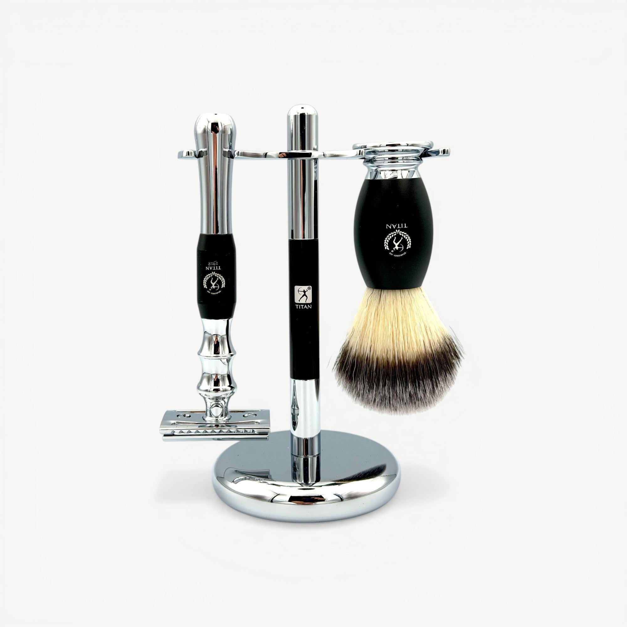 Titan Beard Grooming Kit Black –  Shaving Brush Set for Men
