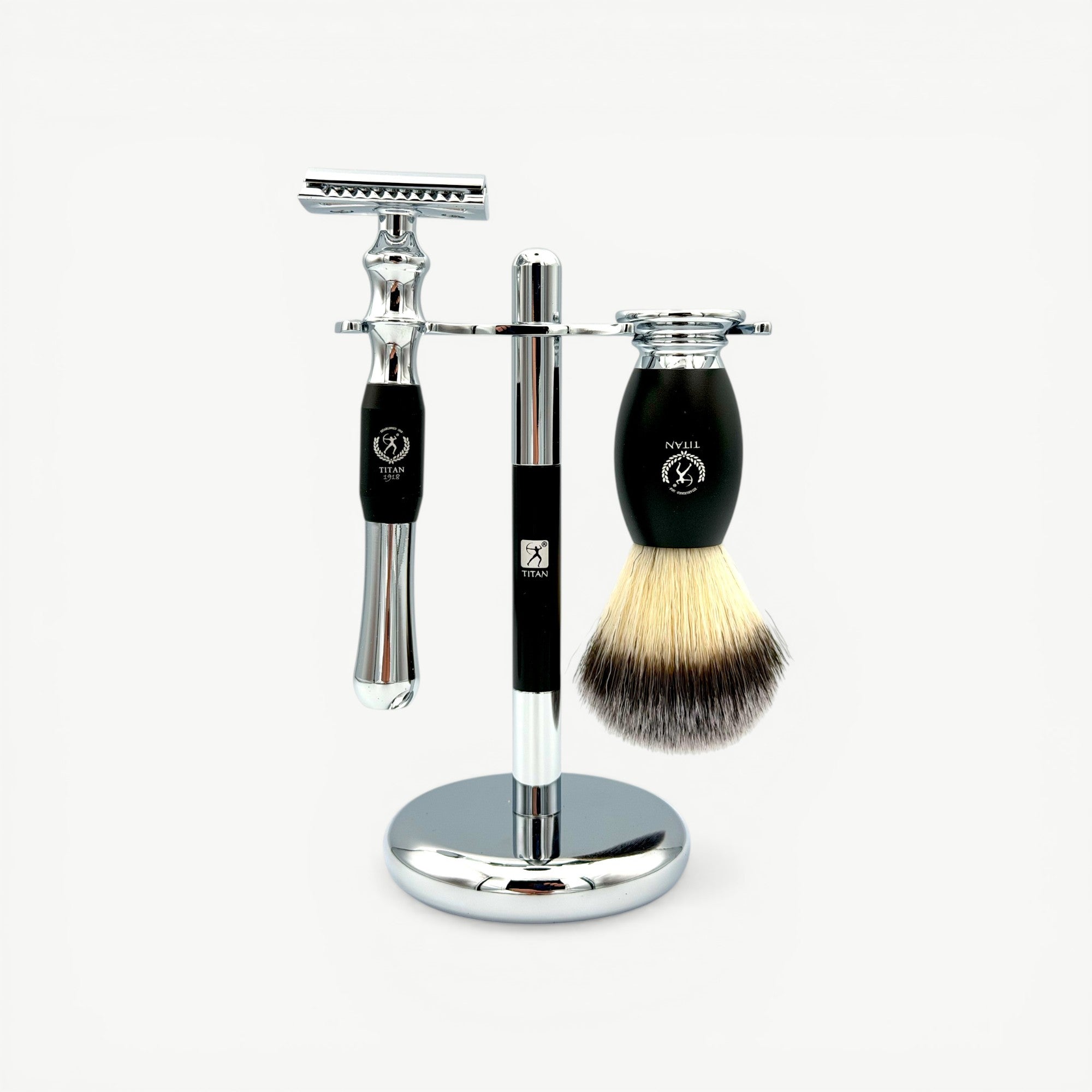 Titan Beard Grooming Kit Black –  Shaving Brush Set for Men