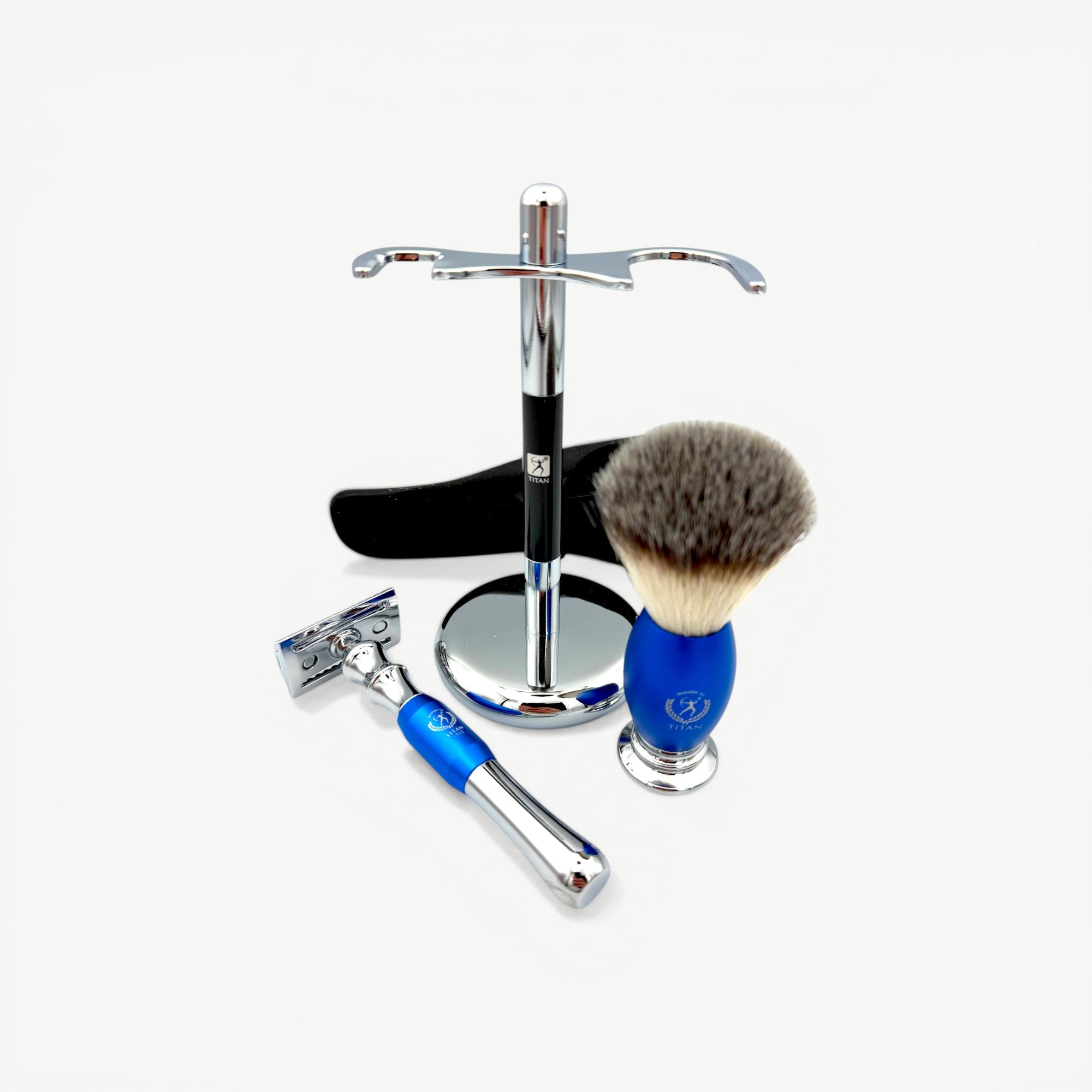 Titan Beard Grooming Kit Blue – Shaving Brush Set for Men