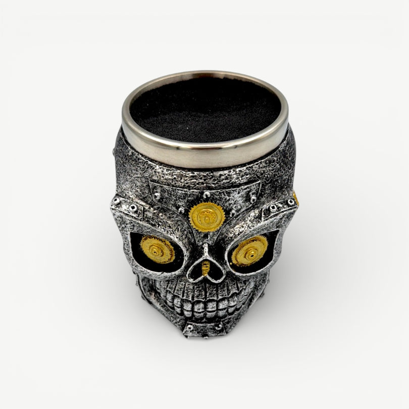 Scissors Holder Cyber Skull With Bristles 9x11cm